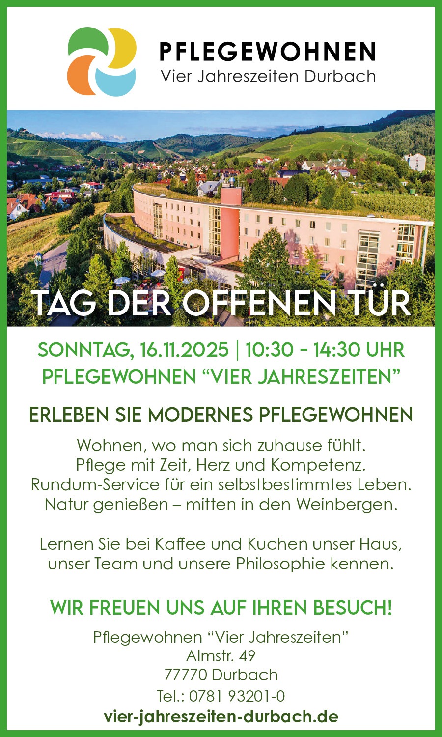 Tag der Offenen Tür im Pflegewohnen Vier Jahreszeiten Durbach - 16.11.2025